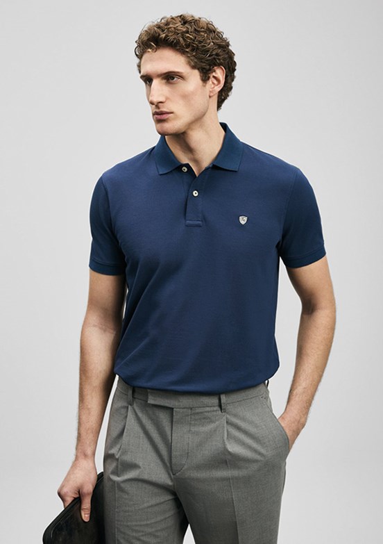 LUFİAN Laon - 111040230 Erkek Lacivert Polo Yaka T-Shirt