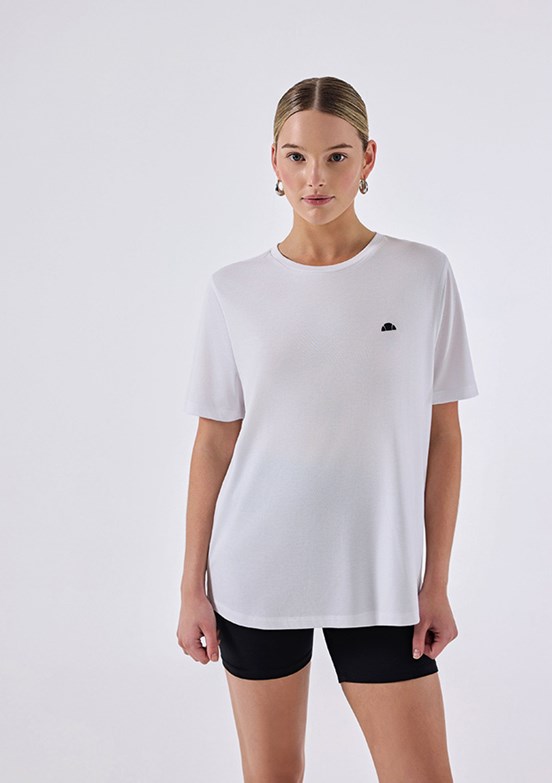 ELLESSE - 6SF5037 Kadın Beyaz Bisiklet Yaka T-Shirt
