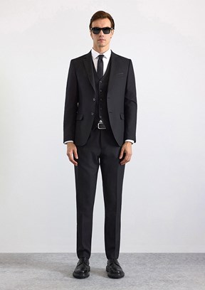 SÜVARİ - TK1001100190 Erkek Siyah Slim Takım Elbise