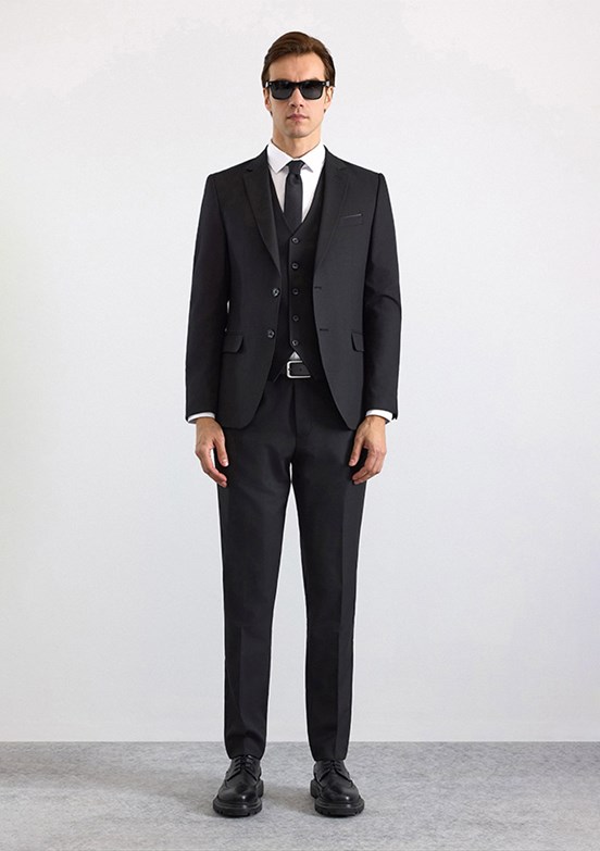 SÜVARİ - TK1001100190 Erkek Siyah Slim Takım Elbise