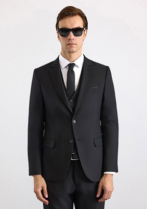 SÜVARİ - TK1001100190 Erkek Siyah Slim Takım Elbise