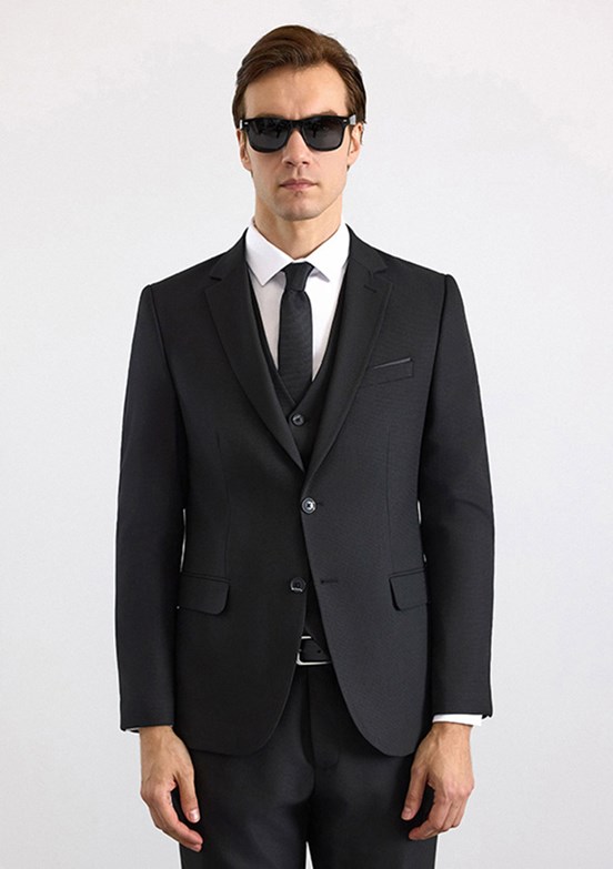 SÜVARİ - TK1001100190 Erkek Siyah Slim Takım Elbise