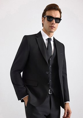 SÜVARİ - TK1001100190 Erkek Siyah Slim Takım Elbise