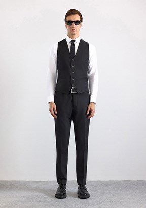 SÜVARİ - TK1001100190 Erkek Siyah Slim Takım Elbise