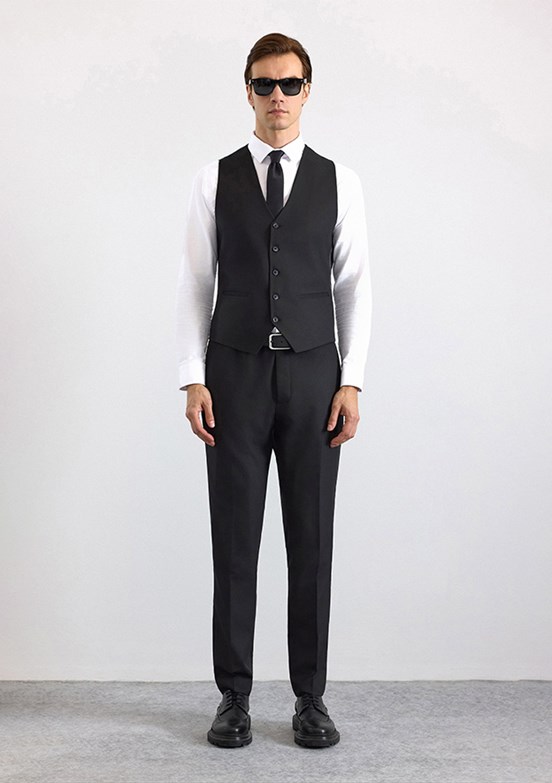 SÜVARİ - TK1001100190 Erkek Siyah Slim Takım Elbise