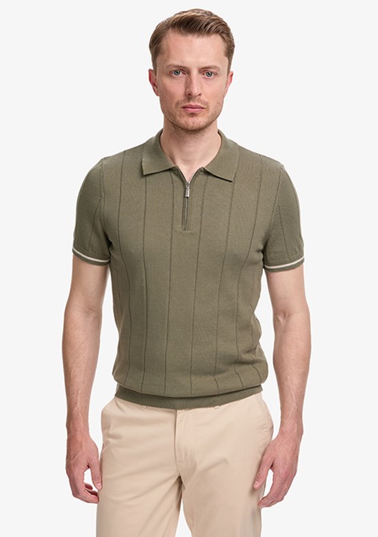 PİERRE CARDİN - Erkek Yeşil Slim Kazak