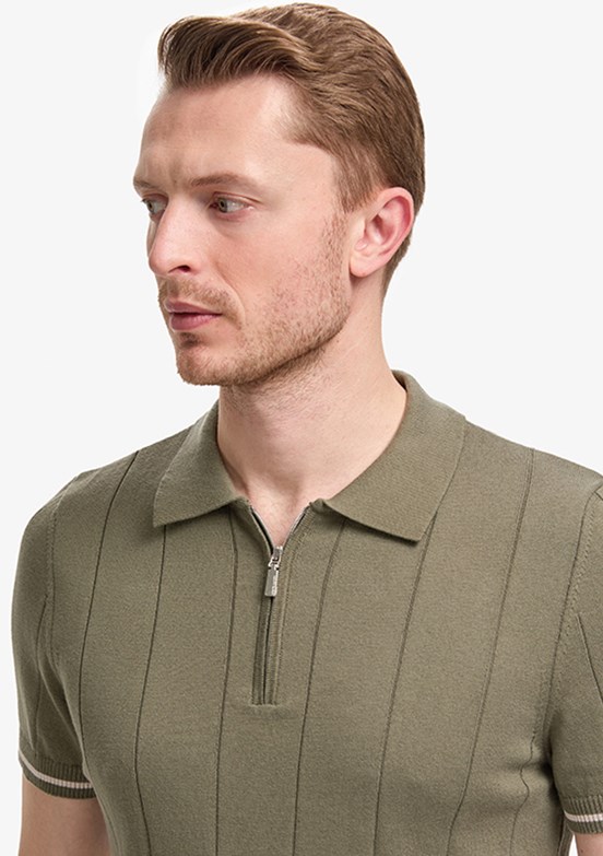 PİERRE CARDİN - Erkek Yeşil Slim Kazak
