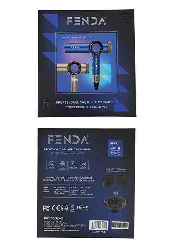 FENDA - Unisex Mavi Saç Kurutma Makinesi