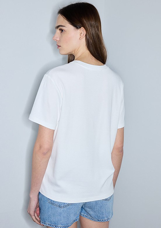 İPEKYOL - IS1260070175 Kadın Beyaz Basic T-Shirt