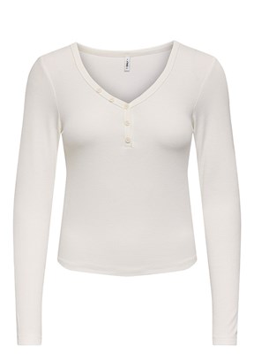 ONLY Onlnora - 15370884 Onlnora Kadın Beyaz Bisiklet Yaka T-Shirt