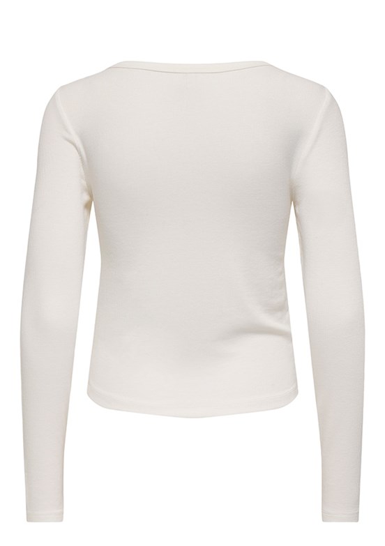 ONLY Onlnora - 15370884 Onlnora Kadın Beyaz Bisiklet Yaka T-Shirt