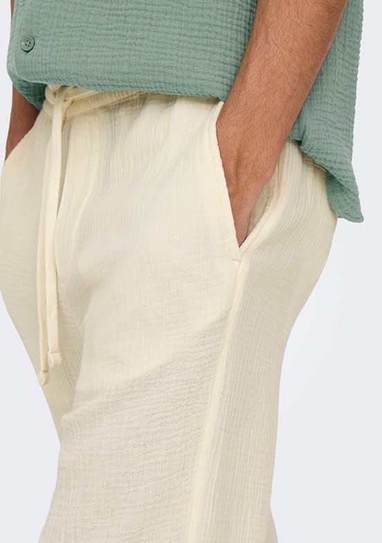 ONLY & SONS ONSSINUS - 22029390 Erkek Beyaz Rahat Kesim Pantolon