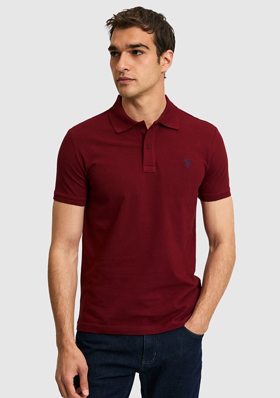 US POLO ASSN - Erkek Bordo Basic T-Shirt