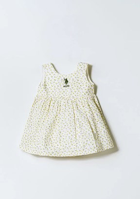 US POLO Kız Bebek Ekru Basic Elbise