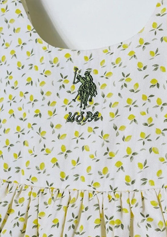 US POLO Kız Bebek Ekru Basic Elbise