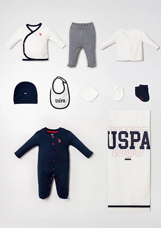 US POLO Erkek Bebek Beyaz Hastane Çıkışı Bebek Gereçleri
