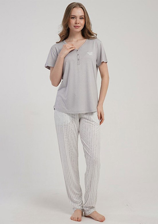 KEZOKİNO - 5122222751 Kadın Gri Pijama Takımı