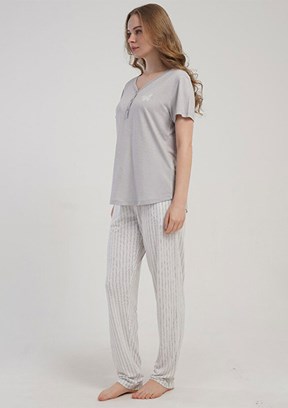 KEZOKİNO - 5122222751 Kadın Gri Pijama Takımı