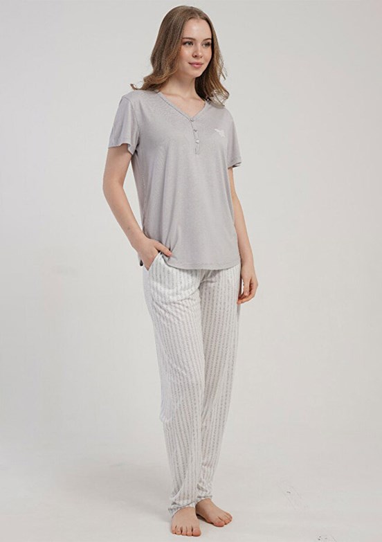 KEZOKİNO - 5122222751 Kadın Gri Pijama Takımı