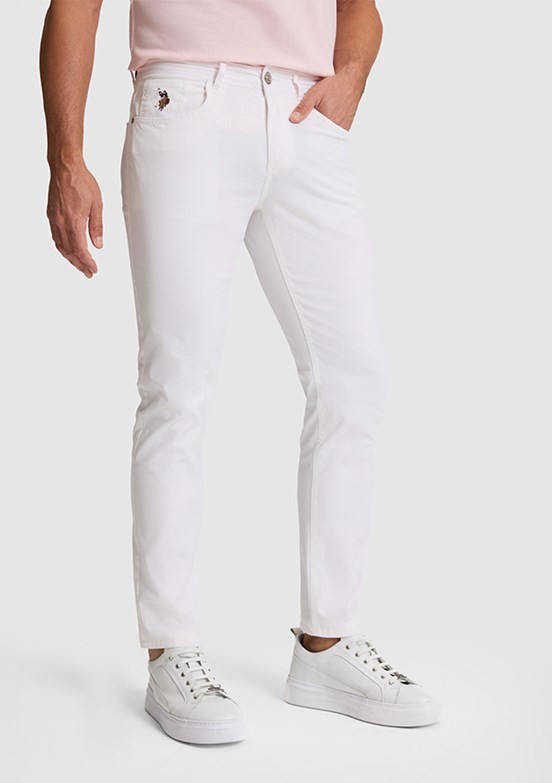 US POLO ASSN - Erkek Beyaz Chino Pantolon