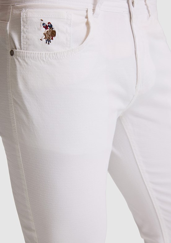 US POLO ASSN - Erkek Beyaz Chino Pantolon