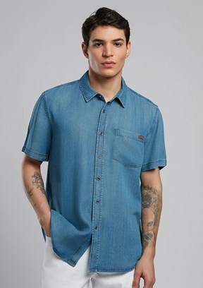 LEE COOPER Warton - 252 LCM 141003 Erkek Mavi Denim Gömlek