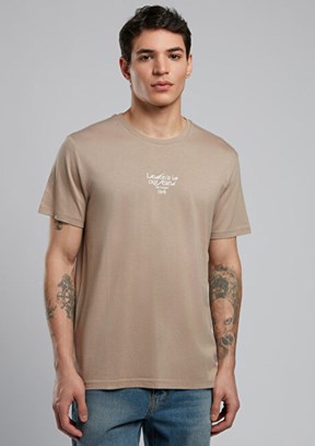 LEE COOPER - 252 LCM 242021 Erkek Bej O Yaka T-Shirt