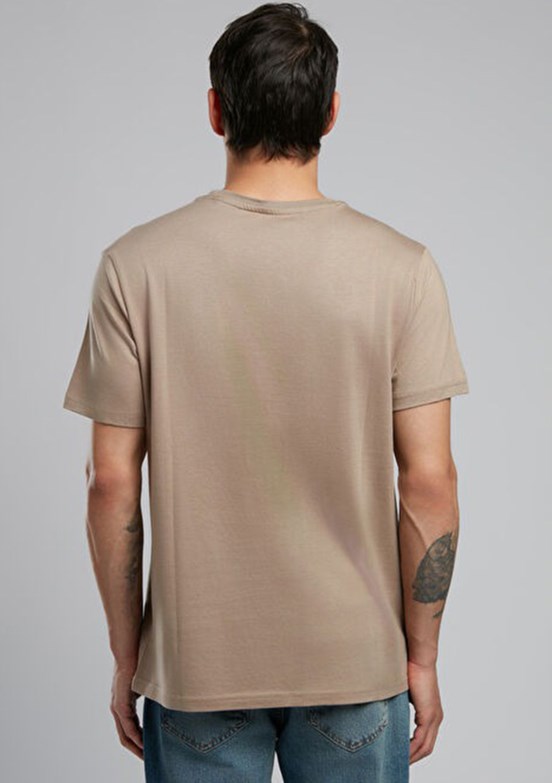 LEE COOPER - 252 LCM 242021 Erkek Bej O Yaka T-Shirt