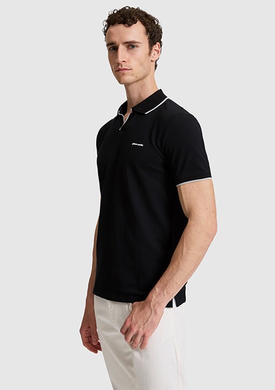 PİERRE CARDİN Erkek Siyah Slim T-Shirt