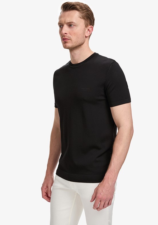 PİERRE CARDİN - Erkek Siyah Slim Kazak