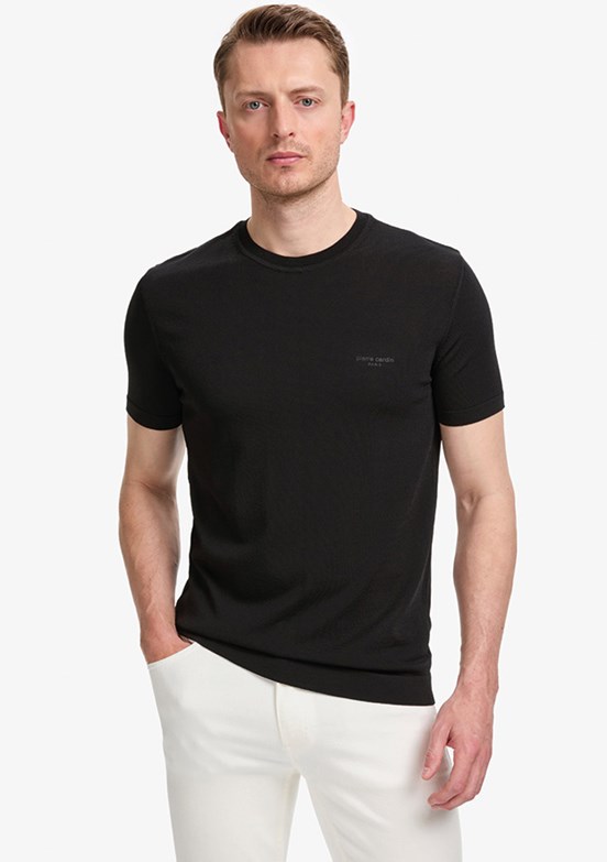 PİERRE CARDİN - Erkek Siyah Slim Kazak