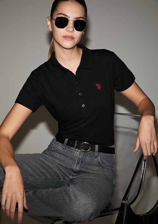 US POLO ASSN - Kadın Siyah Basic T-Shirt