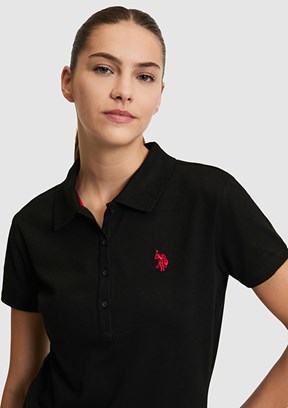 US POLO ASSN - Kadın Siyah Basic T-Shirt