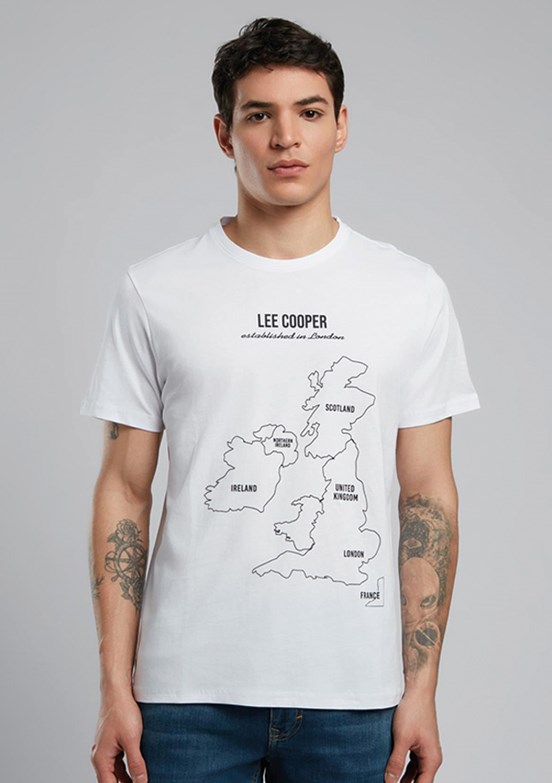 LEE COOPER England - 252 LCM 242037 Erkek Beyaz O Yaka T-Shirt