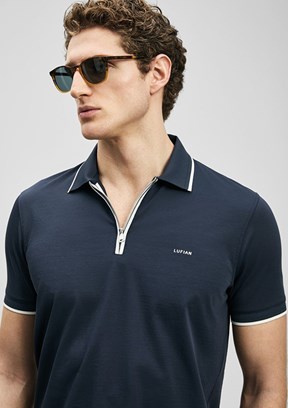 LUFİAN Chase - 111040236 Erkek Lacivert Polo Yaka T-Shirt