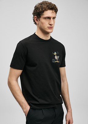 LUFİAN Fınx - 111020313 Erkek Siyah Baskılı T-Shirt
