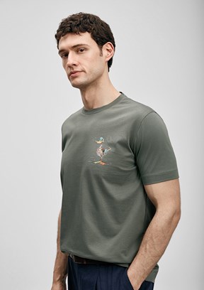 LUFİAN Fınx - 111020313 Erkek Yeşil Baskılı T-Shirt