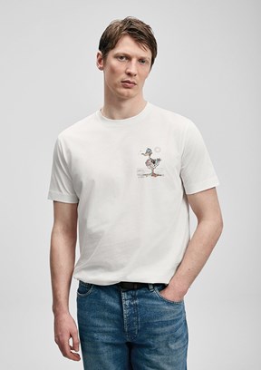 LUFİAN Fınx - 111020313 Erkek Beyaz Baskılı T-Shirt