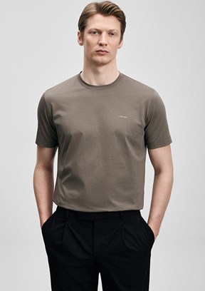 LUFİAN Bran - 111020321 Erkek Bej Baskılı T-Shirt
