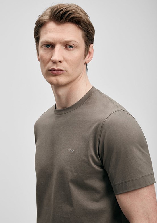 LUFİAN Bran - 111020321 Erkek Bej Baskılı T-Shirt