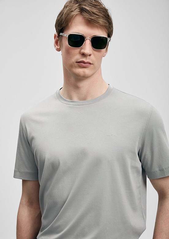 LUFİAN Bran - 111020321 Erkek Gri Baskılı T-Shirt