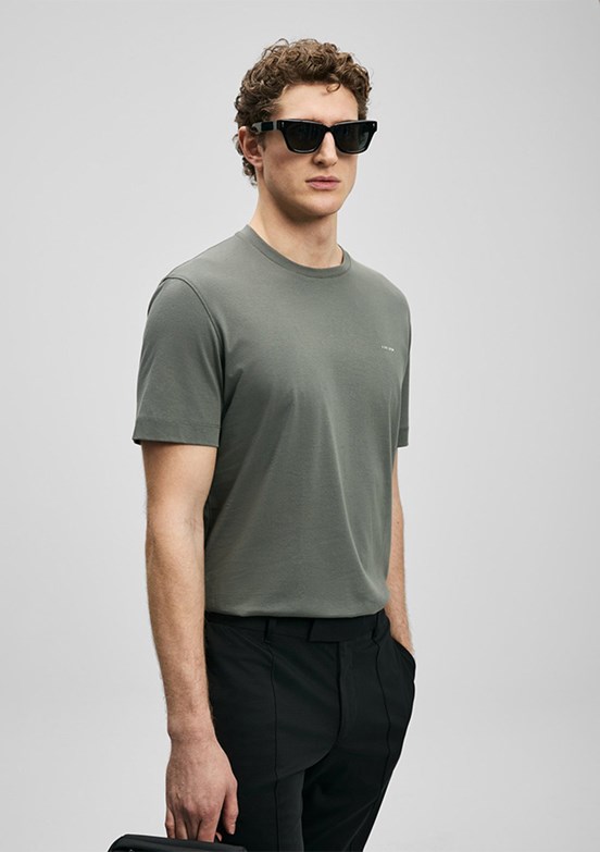 LUFİAN Bran - 111020321 Erkek Yeşil Baskılı T-Shirt