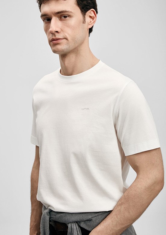LUFİAN Bran - 111020321 Erkek Beyaz Baskılı T-Shirt