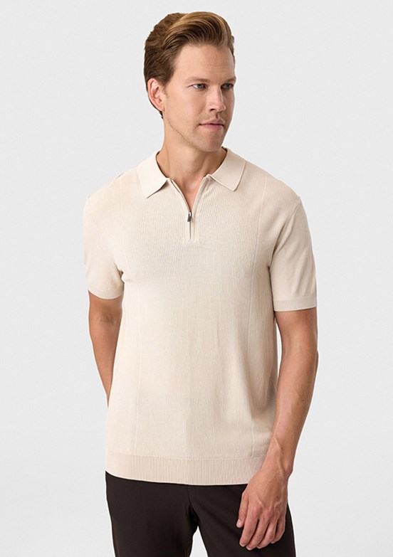 BACKANDBOND - B35S40007 Erkek Bej Triko T-Shirt