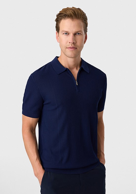 BACKANDBOND - B35S40007 Erkek Lacivert Triko T-Shirt