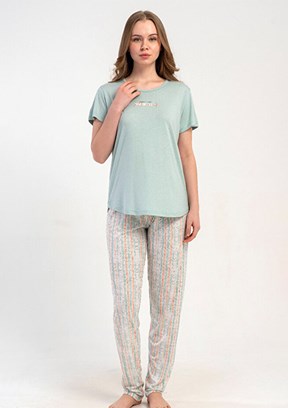 KEZOKİNO - 5121771437 Kadın Yeşil Pijama Takımı