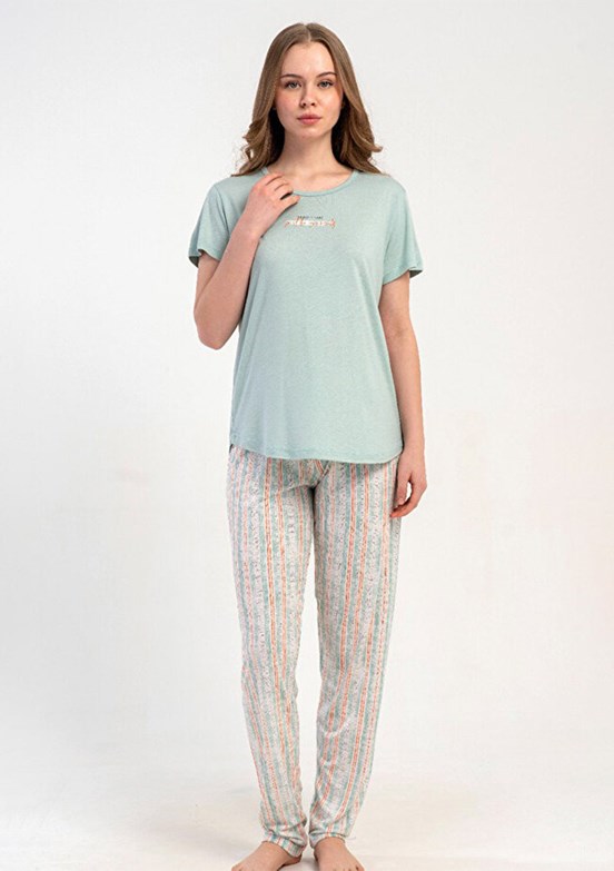 KEZOKİNO - 5121771437 Kadın Yeşil Pijama Takımı