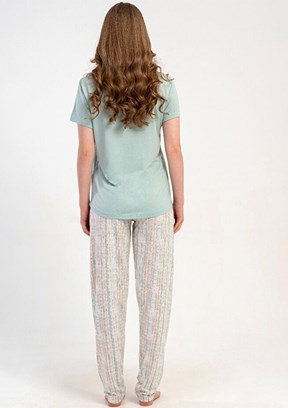 KEZOKİNO - 5121771437 Kadın Yeşil Pijama Takımı