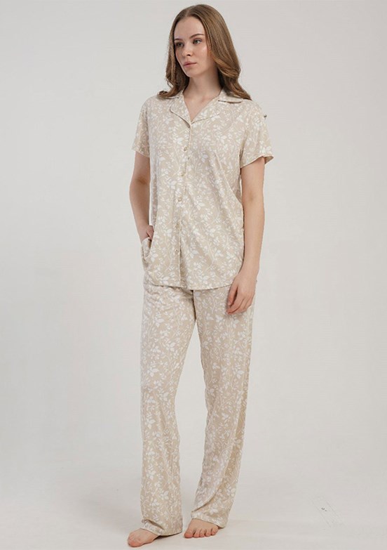 KEZOKİNO - Kadın Bej Pijama Takımı