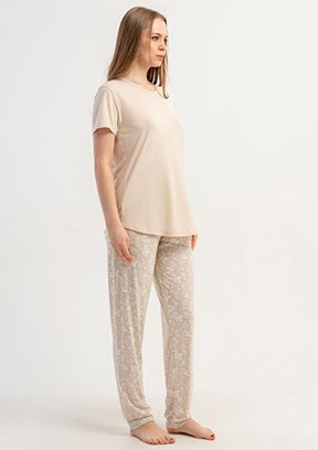 KEZOKİNO - 5121812734 Kadın Bej Pijama Takımı